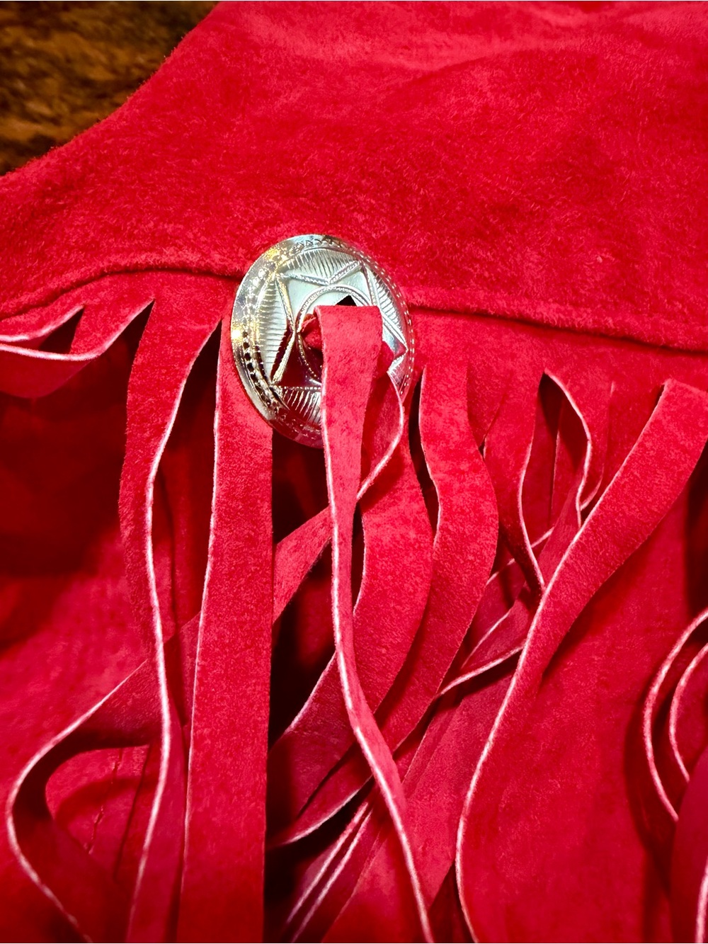 Rare Vintage Excellent Stylists NYC Fringe Red Suede Jacket Western  Boho-Size M - Picture 11 of 14